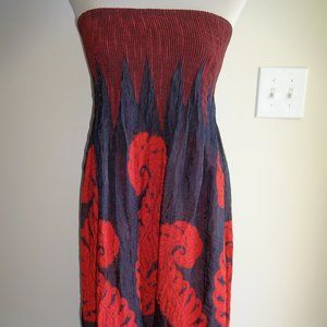 Womens Lapis Tube Top Dress or Skirt One Size S M Black Red Stretch Convertible